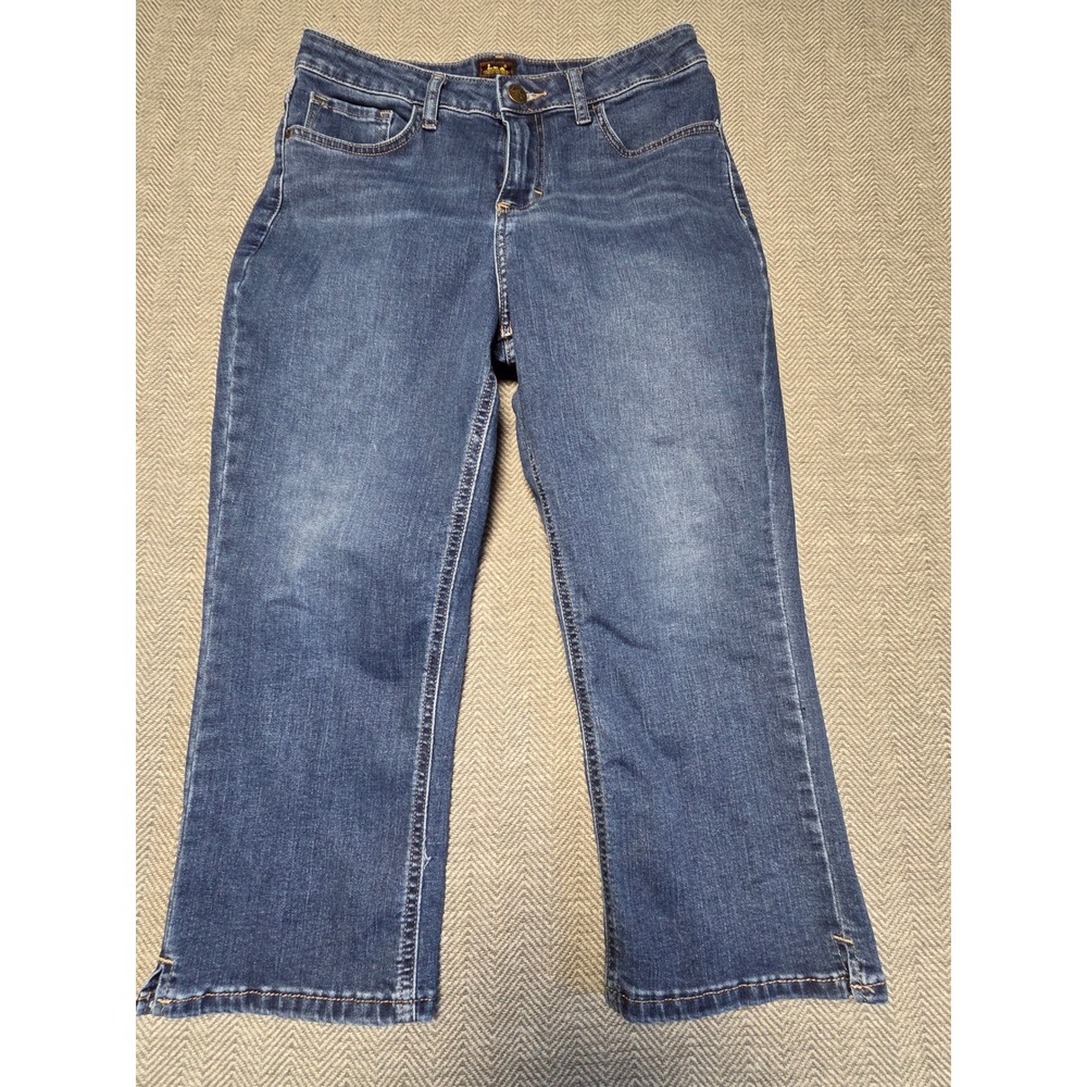 Lee Women's Bootcut Jeans Medium Wash Mid Rise‎ Stretch Denim Size 8